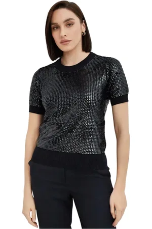 P.A.R.O.S.H. Blouses, female, , Size: S Sequin Embellished Navy Knit Top