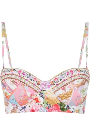 Camilla Bikinis, female, , Size: XS White Floral Balconette Bikini Top