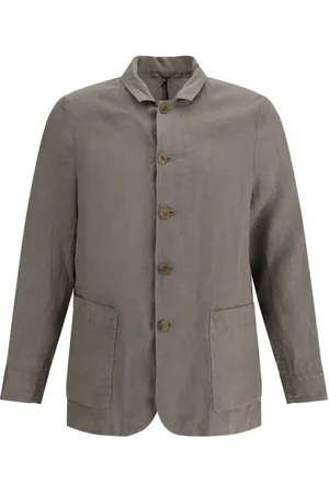 Finamore Light Jackets, male, , Size: L Linen Shirt with Cuban Collar