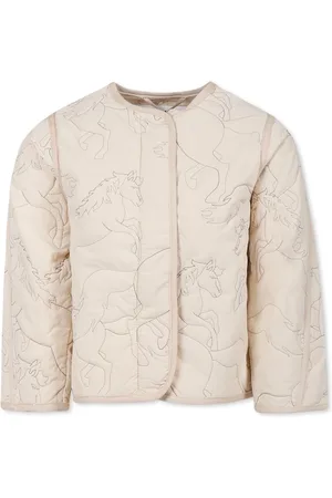 Molo Light Jackets, unisex, , Size: 6 Y Quilted Ivory Down Jacket with Horses