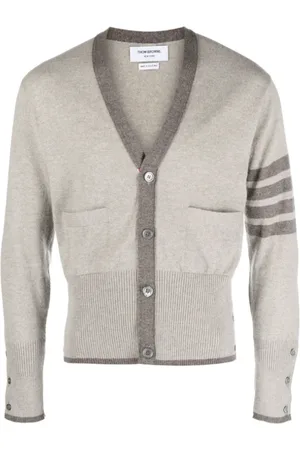 Thom Browne Cashmere Knitwear, male, , Size: 2XL Classic V Neck Cashmere Cardigan