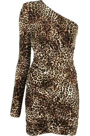 ALEXANDRE VAUTHIER Party Dresses, female, , Size: XS Mini Asymmetric Leopard Print Dress