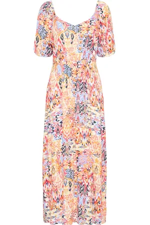 Ichi Maxi Dresses, female, , Size: XS Floral Print Dress with Puff Sleeves