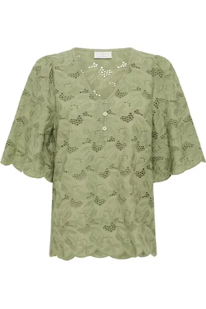 Kaffe Blouses, female, , Size: 3XL Elegant Blouse with Embroidery Oil