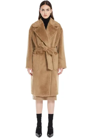 Max Mara Belted Coats, female, , Size: S Long-haired alpaca double-breasted midi coat