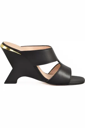 Pinko Heeled Mules, female, , Size: 6 US Leather Sandal with Rubber Sole