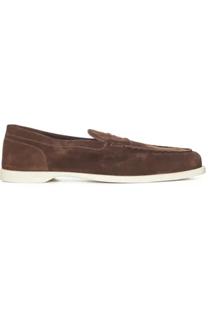 JOHN LOBB Loafers, male, , Size: 9 2/3 US Flat Shoes Suede Round Tip