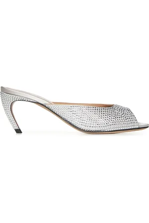 The Attico Heeled Mules, female, , Size: 8 US Silver Sandals with 65mm Heel