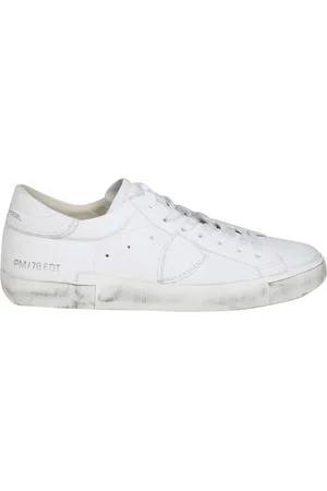 Philippe model Sneakers, male, , Size: 9 US Silver Laminated Leather High Sneakers