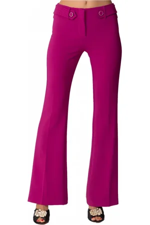 SIMONA CORSELLINI Wide Trousers, female, , Size: M Flared Pink Trousers with Belt