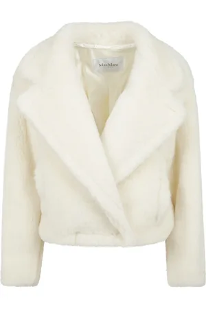Max Mara Faux Fur & Shearling Jackets, female, , Size: XS Black Long Sleeve Snap Button Coat