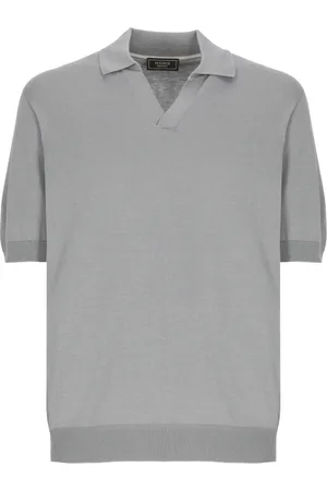 PESERICO SIGN Polo Shirts, male, , Size: L Grey Cotton Silk Polo Shirt