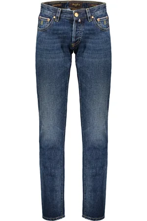 MOORER Slim-fit Jeans, male, , Size: W30 Classic Denim Jeans with Metal Details