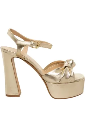 ROBERTO FESTA High Heel Sandals, female, , Size: 7 US Platinum laminated sandal with bow
