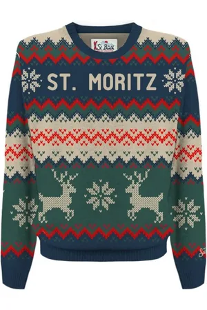 MC2 SAINT BARTH Round-neck Knitwear, male, , Size: XL Christmas Sweaters Wool Cashmere Blend