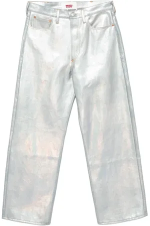 JUNYA WATANABE Straight Trousers, female, , Size: S Silver Denim Pants