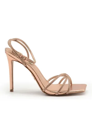 Steve Madden High Heel Sandals, female, , Size: 5 1/2 US Rose Gold Metallic Strap Sandals