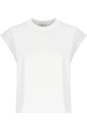 PESERICO SIGN T-Shirts, female, , Size: XS Cotton Sleeveless Top with Details