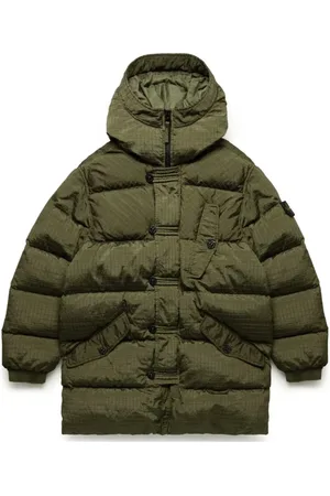 Stone Island Winter Jackets, male, , Size: L Metallic Down Parka with Check Stitching