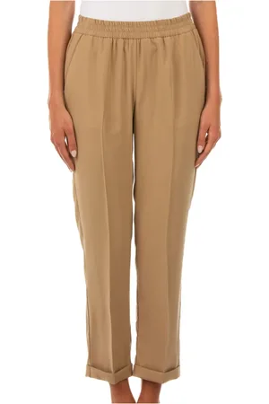 LE TRICOT PERUGIA Straight Trousers, female, , Size: M Camel Pants