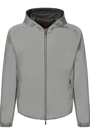 MOORER Light Jackets, male, , Size: 2XL Taupe/Beige Hooded Bomber Jacket