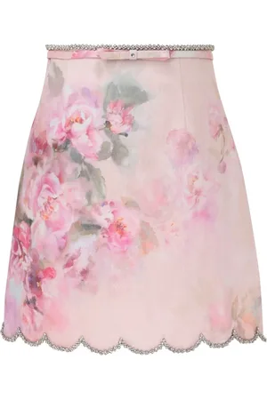 ZIMMERMANN Short Skirts, female, , Size: L Floral Mini Skirt with Crystal Trim