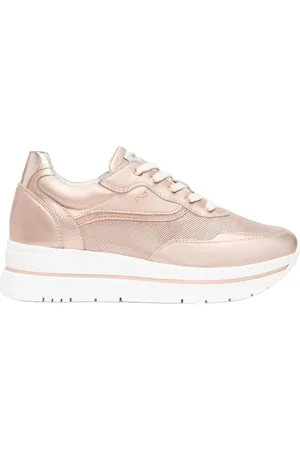 Nero Giardini Sneakers, female, , Size: 6 US Metallic Leather Sneakers with Breathable Mesh Inserts