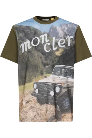 Moncler T-Shirts, male, , Size: M Printed Cotton Jersey Choker T-shirt