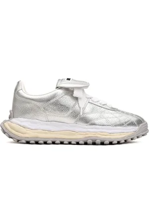 MIHARA YASUHIRO Sneakers, male, , Size: 6 US Silver Leather Low-Top Sneaker