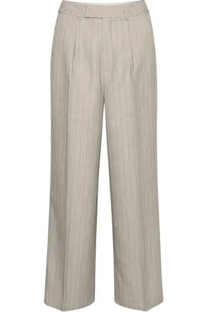 Kaffe Wide Trousers, female, , Size: L Grey Pinstripe Wide Leg Pants