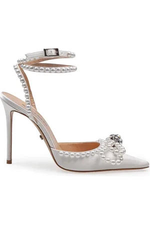 Mach & Mach High Heel Sandals, female, , Size: 7 1/2 US Pearl Bow Satin Pumps