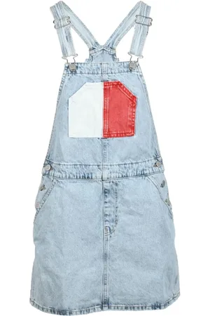 Tommy Hilfiger Playsuits, female, , Size: S Cotton Overall Dress with Hooks and Pockets