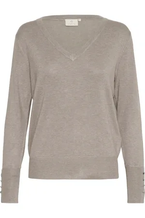 Kaffe V-neck Knitwear, female, , Size: XL V-Neck Knit Pullover with Button Details