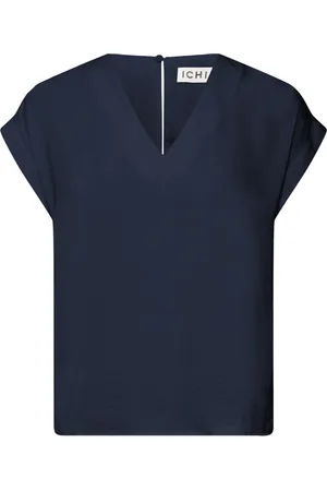Ichi Blouses, female, , Size: L Feminine Blouse with V-Neck and Zipper