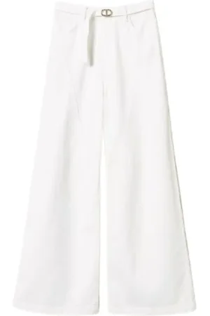 Twin-Set Wide Trousers, female, , Size: W27 Wide cotton trousers with discreet zipper