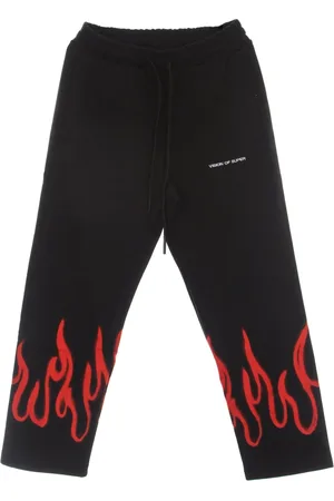 Vision Of Super Sweatpants, male, , Size: M Flames Lightweight Tracksuit Pants /Red