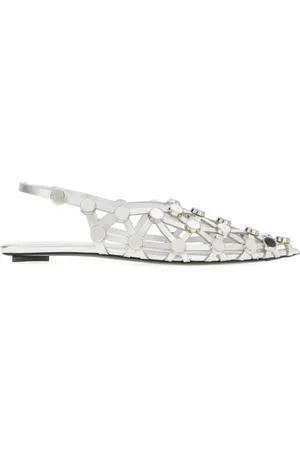 The Attico Ballerinas, female, , Size: 7 US Grid Rhinestone Slingback Flat Shoes
