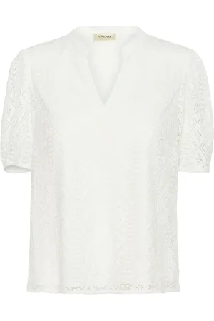 Cream Blouses, female, , Size: 3XL Elegant Lace Blouse in Snow