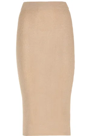 KANGRA CASHMERE Midi Skirts, female, , Size: XS Golden Cashmere Viscose Skirt with Lurex