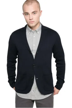 Tommy Hilfiger Cardigans, male, , Size: S Cotton Blazer with Revers Collar