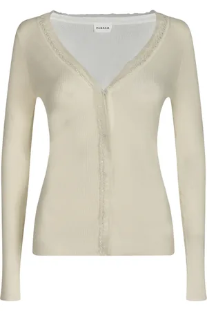 P.A.R.O.S.H. V-neck Knitwear, female, , Size: M Cream Sweater for Stylish Look