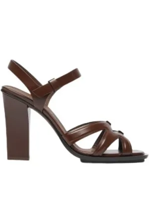 Max Mara High Heel Sandals, female, , Size: 7 US Shiny Leather Caged Sandals
