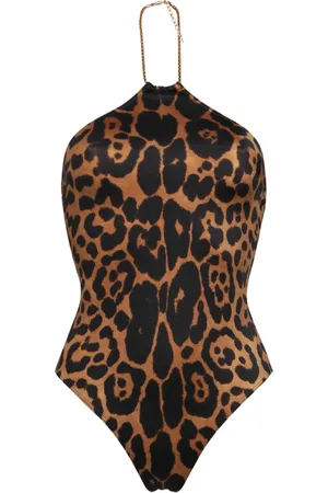 Tom Ford One-piece, female, , Size: M Leopard Halter One-Piece Swimsuit