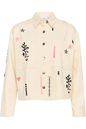 Saint Tropez Light Jackets, female, , Size: XL Embroidered Denim Jacket with Pockets