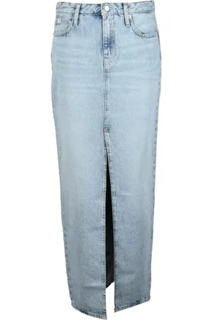 Calvin Klein Denim Skirts, female, , Size: W25 Mermaid style long skirt zipper pockets
