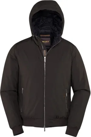 MOORER Down Jackets, male, , Size: 2XL Forest Hooded Bomber Jacket Acqua Line