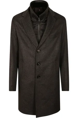 BARBA Single-Breasted Coats, male, , Size: 2XL Classic Zip-Up Coat with Pockets