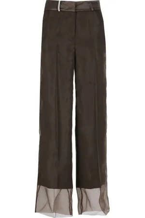 PESERICO SIGN Straight Trousers, female, , Size: S Linen Trousers with Bright Detail