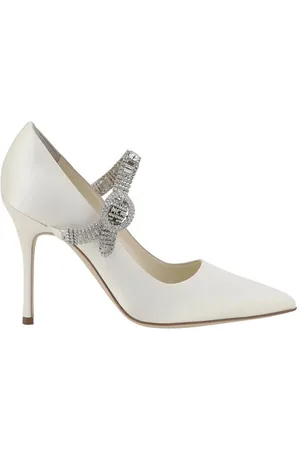 Manolo Blahnik Pumps, female, , Size: 7 US Elegant Silk Satin Pumps with Jeweled Strap