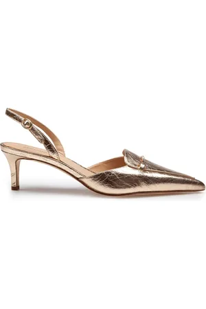 Michael Kors Pumps, female, , Size: 9 1/2 US Gold Metallic Leather Slingback Heels